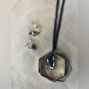 Long Gunmetal & Gold Necklace NWOT